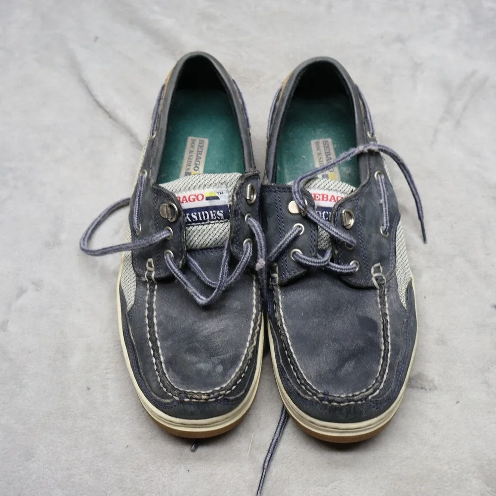 Sebago‎ Mens 8.5M Boat Shoes Blue Docksides Leather Mesh Nautical Casual Loafers